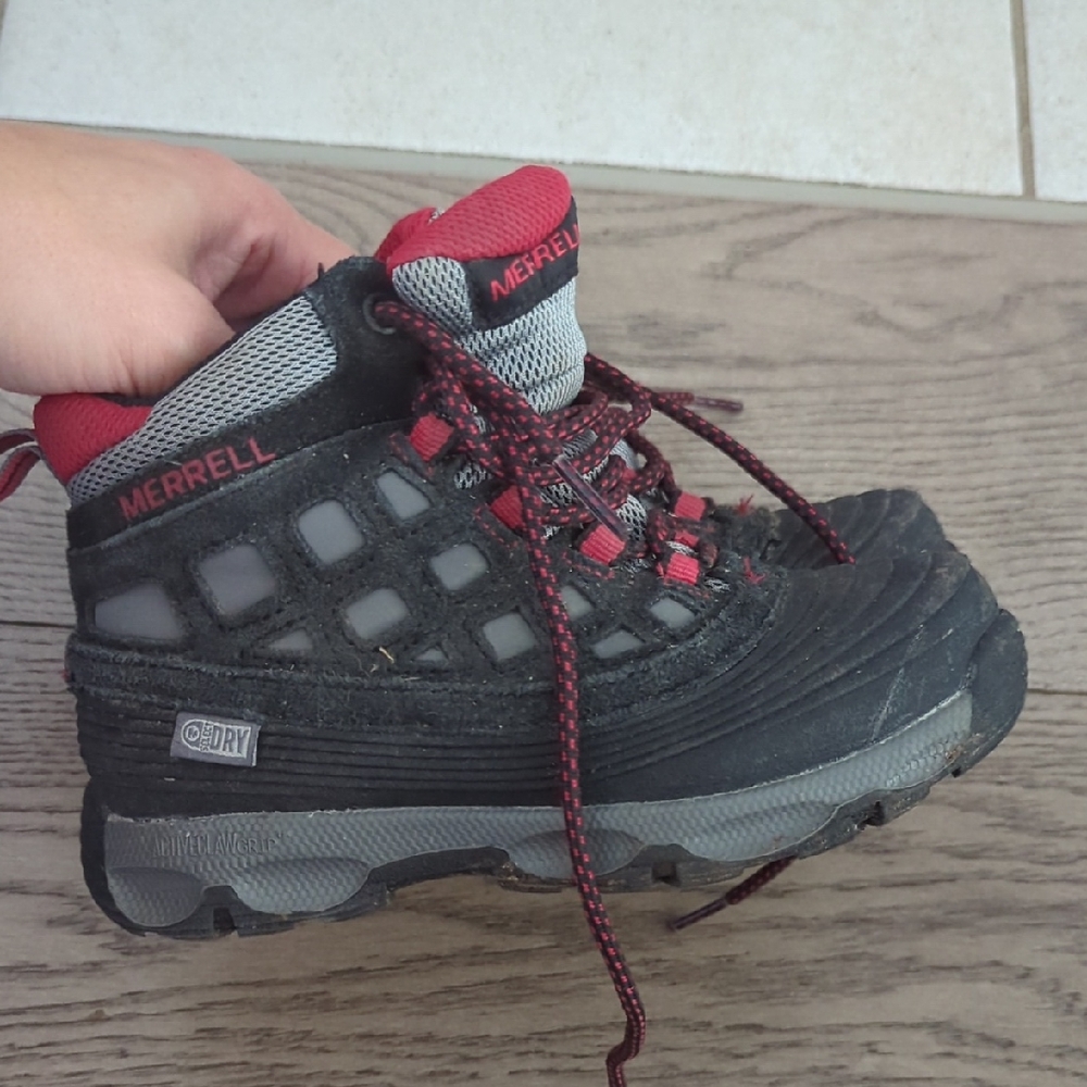 Merrell Kids' Black and Red Hiking Boots